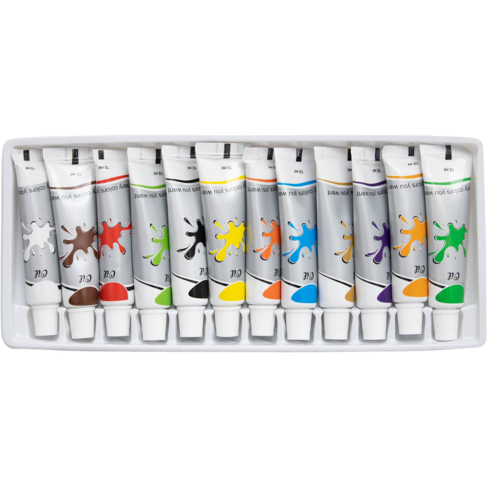 Kit de Tinta Oleo Yins Paper 12ml com 12 Cores e 01 Pincel