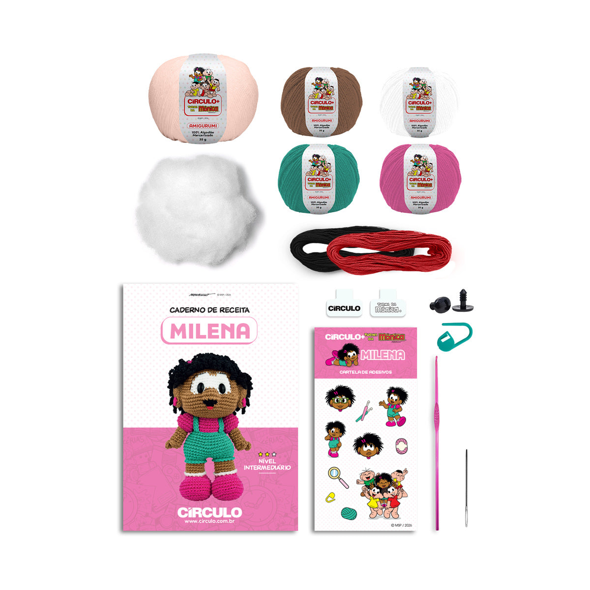 Kit Amigurumi Milena Turma da Mônica - Círculo