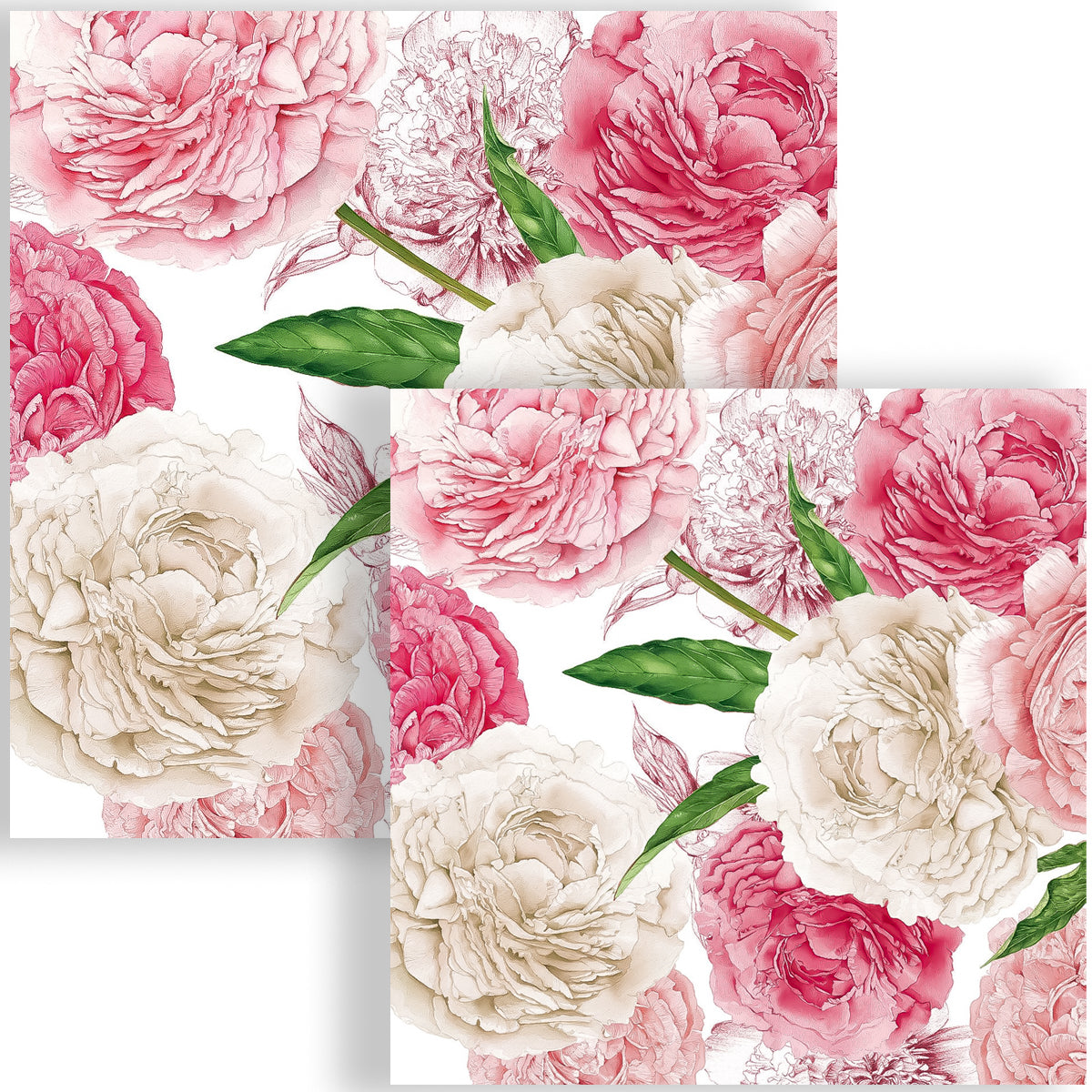 Guardanapo para Decoupage Ppd 33x33cm com 20 Unidades - Peonias