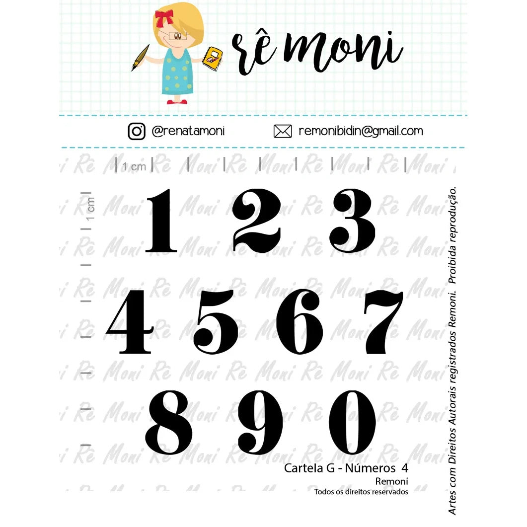 Cartela de Carimbos Números 4 em Fotopolímero para Artesanato e Scrapbook - Lilipop