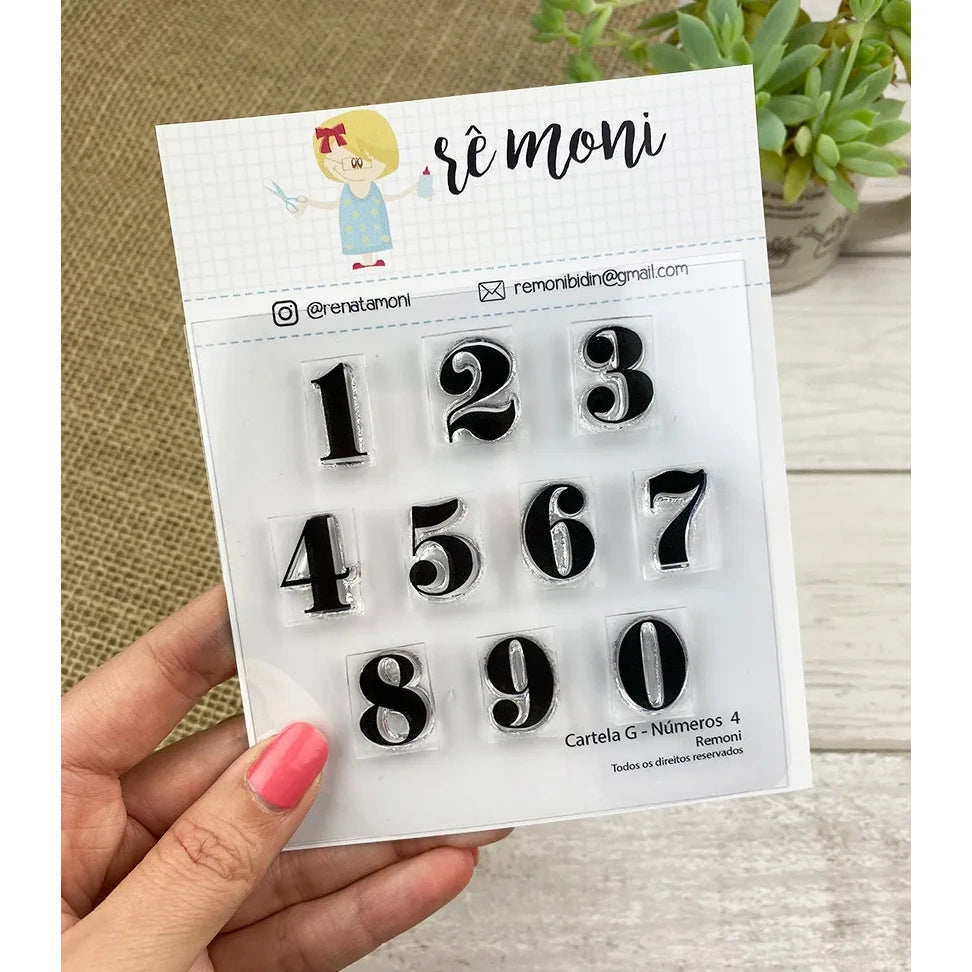 Cartela de Carimbos Números 4 em Fotopolímero para Artesanato e Scrapbook - Lilipop