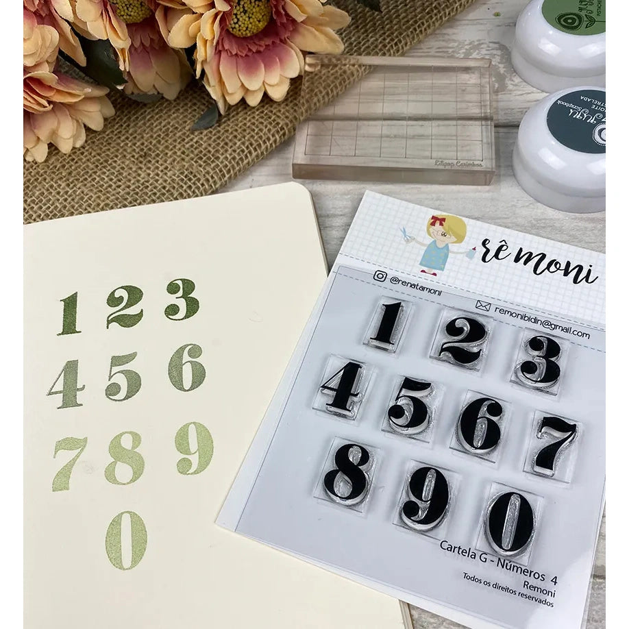 Cartela de Carimbos Números 4 em Fotopolímero para Artesanato e Scrapbook - Lilipop