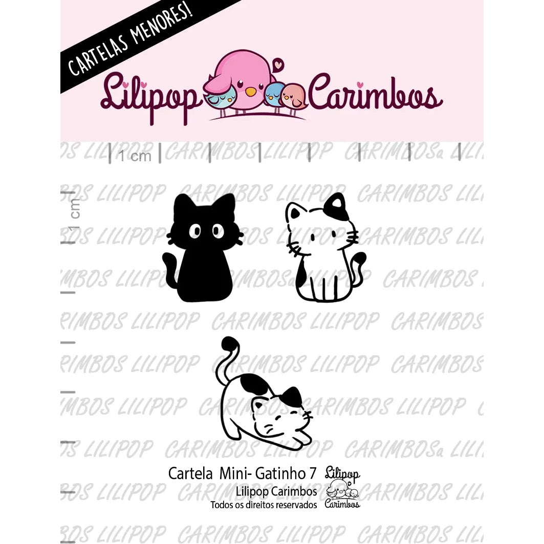 Cartela de Carimbos Gatinho 7 em Fotopolímero para Artesanato e Scrapbook - Lilipop