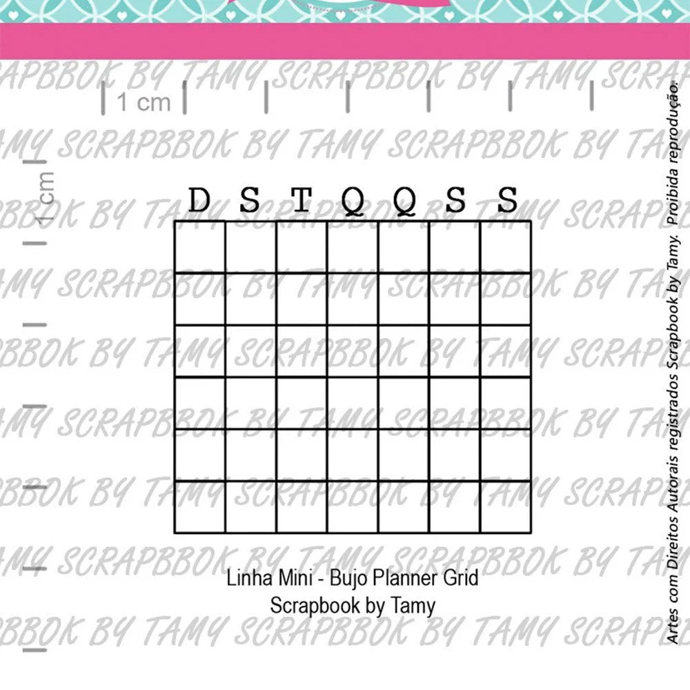 Cartela de Carimbos Bujo Planner Grid em Fotopolímero para Artesanato e Scrapbook - Lilipop