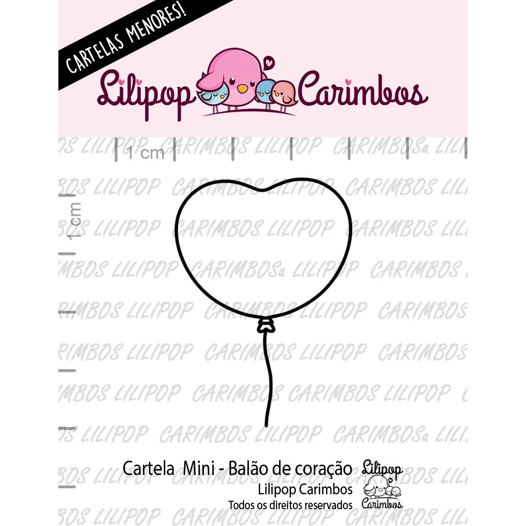 Cartela de Carimbos Balão de Coração em Fotopolímero para Artesanato e Scrapbook - Lilipop