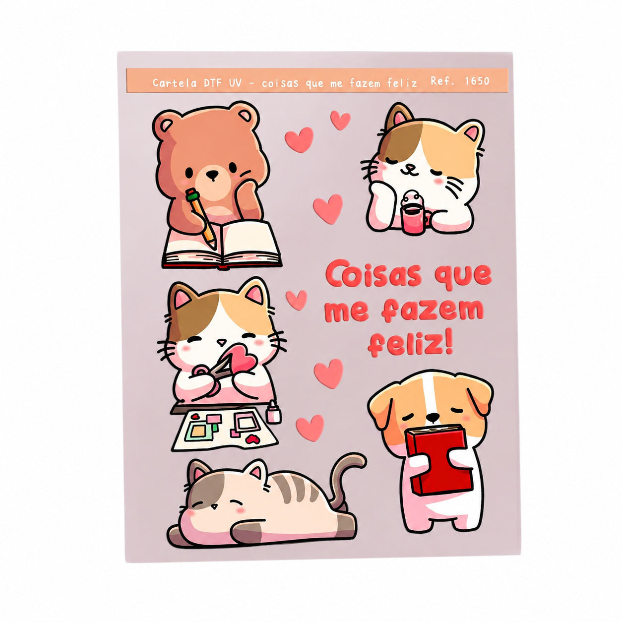 Cartela de Adesivo Dtf Uv Coisas Que Me Fazem Feliz para Artesanato e Personalização - Lilipop