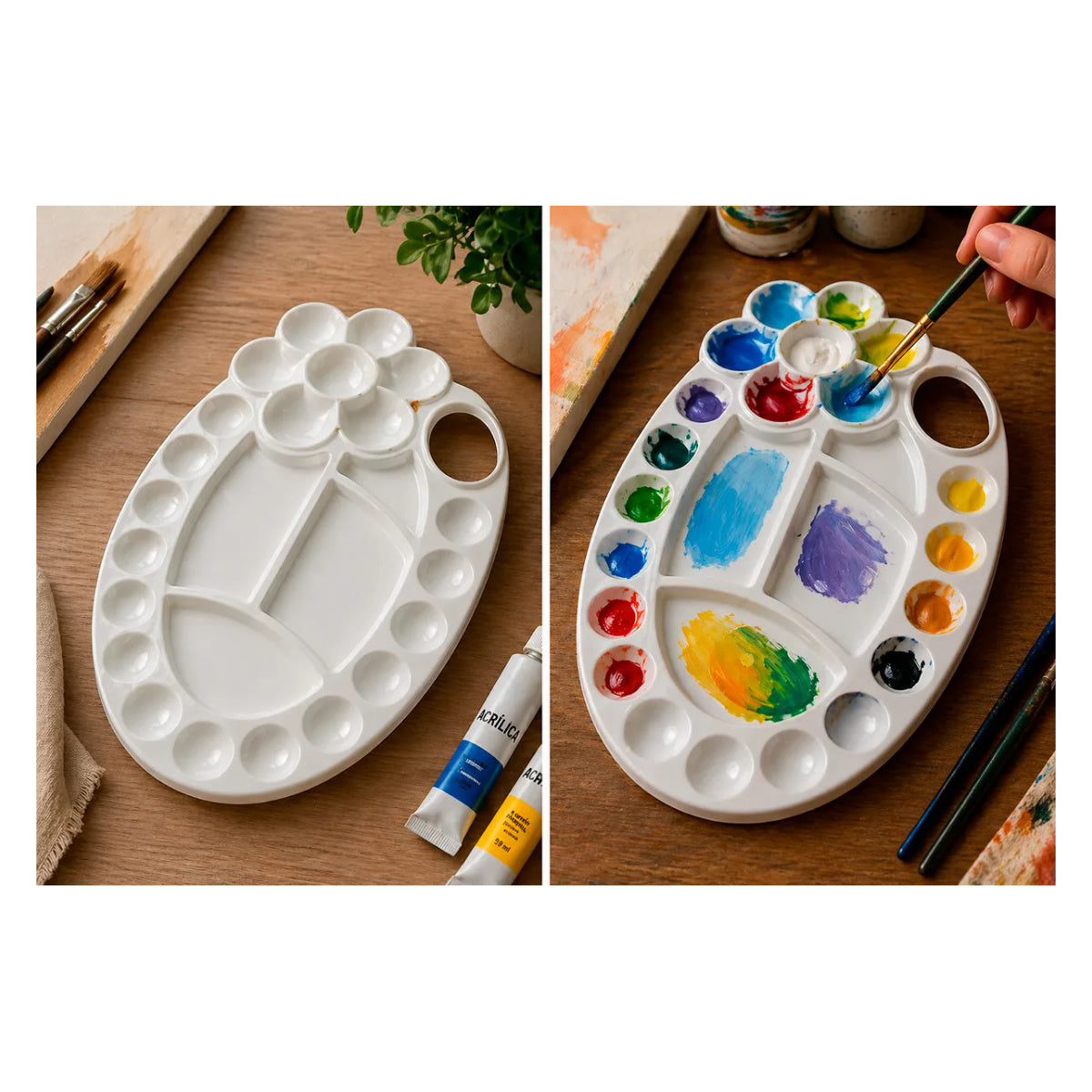 Godê Paleta Oval 25 Cavidades para Mistura de Tintas A086 - Sinoart