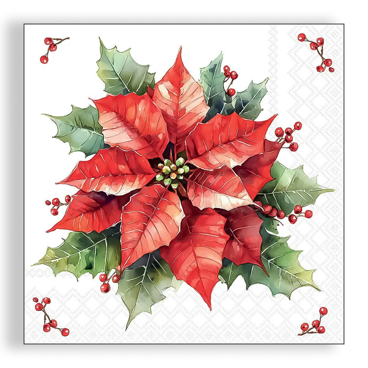 Guardanapo para Decoupage Ambiente 33x33cm com 2 Unidades - Flor do Natal Festiva Branca