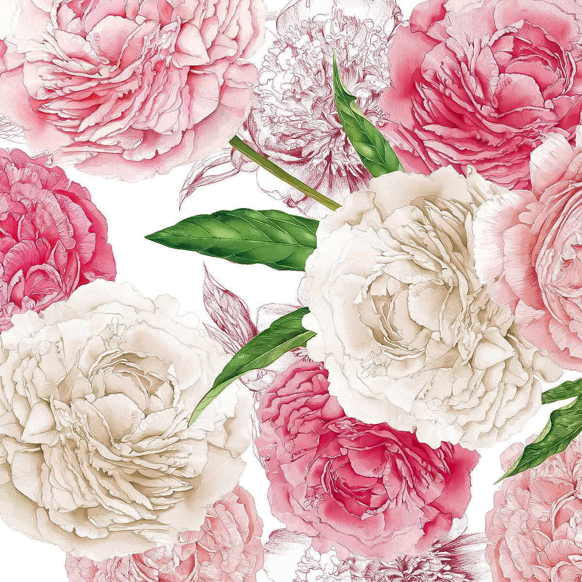 Guardanapo para Decoupage Ppd 33x33cm com 2 Unidades - Peonias