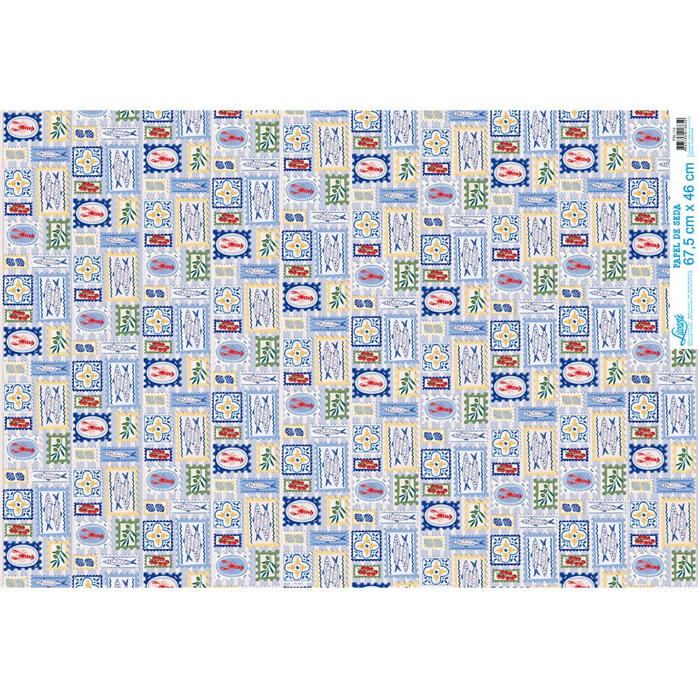 Papel de Seda Sardines 67,5x46cm para Artesanato e Embalagens Psl-110 - Litoarte