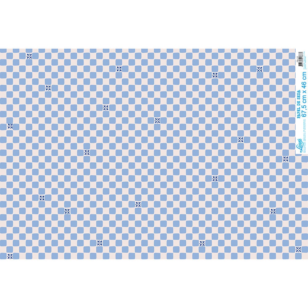Papel de Seda Azulejos Azul 67,5x46cm para Artesanato e Embalagens Psl-112 - Litoarte