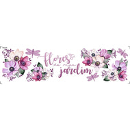 Transfer de Imagem Têxtil Barra - Flores do Meu Jardim 24x7cm para Artesanato e Customização em Tecido Ttb4-086 - Litoarte