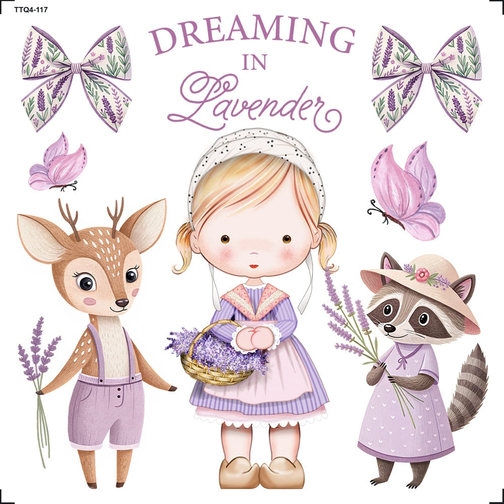Transfer de Imagem Têxtil Quadrado - Menina Roxa 13,5x13,5cm para Artesanato e Customização em Tecido Ttq4-117 - Litoarte