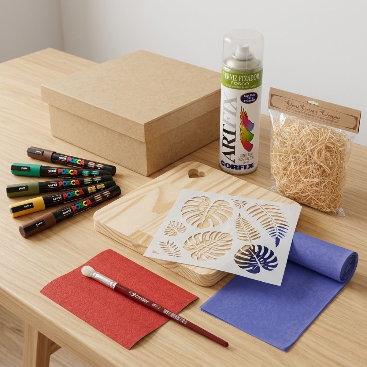 Kit Faça Você Mesmo Vera Portela com Caixa, Tábua e Materiais para Personalização
