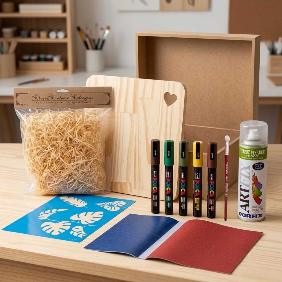 Kit Faça Você Mesmo Vera Portela com Caixa, Tábua e Materiais para Personalização