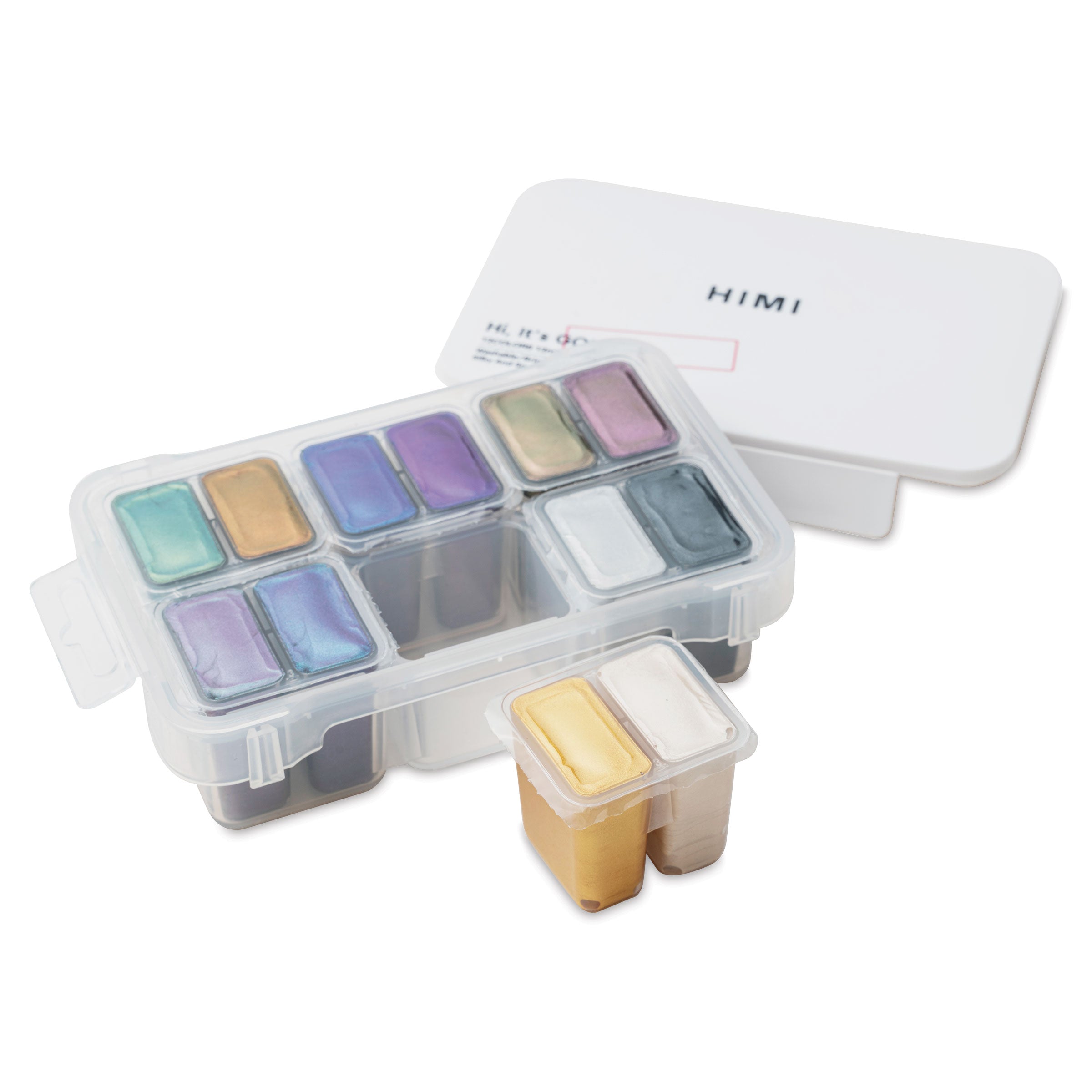 Estojo Branco de Tinta Guache Metálica com 12 Cores de 12ml - Himi