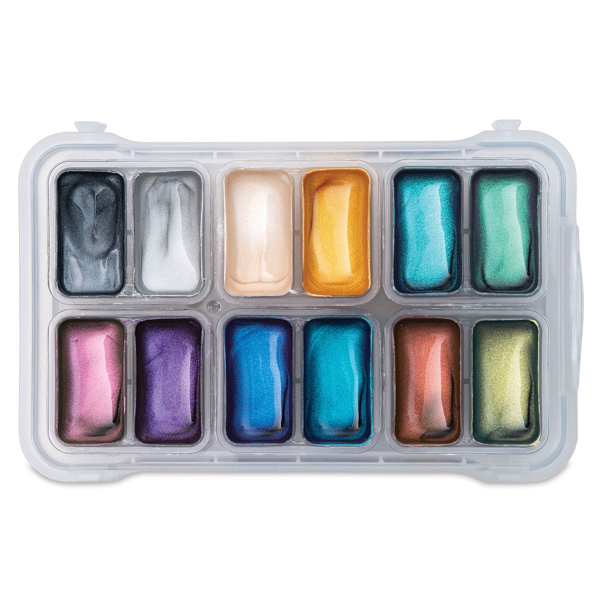 Estojo Branco de Tinta Guache Metálica com 12 Cores de 12ml - Himi