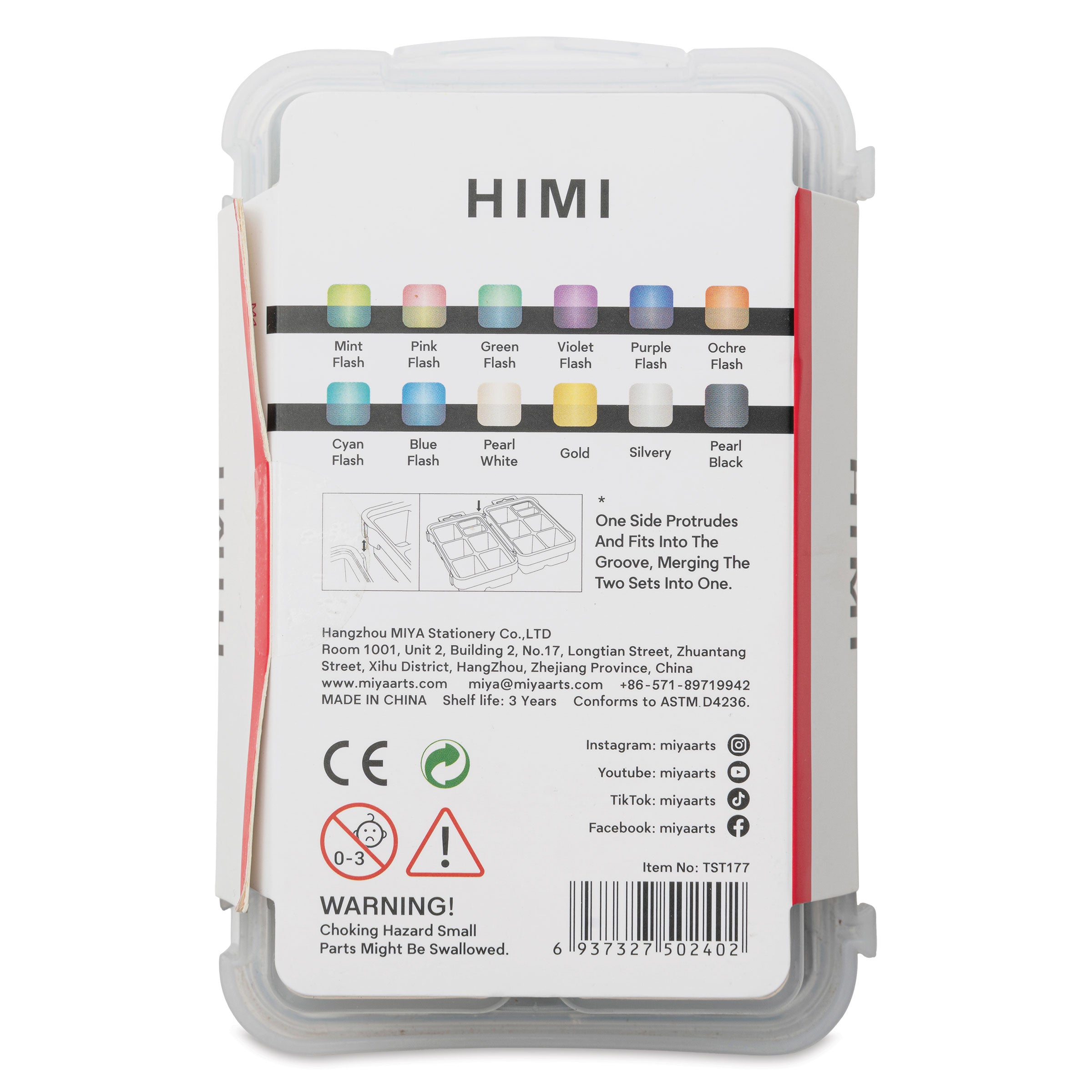 Estojo Branco de Tinta Guache Metálica com 12 Cores de 12ml - Himi