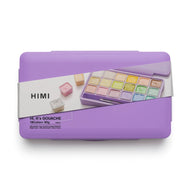 Estojo Roxo de Tinta Guache Profissional em Potes Jelly Cup com 18 Cores de 30g e 3 Pincéis - Himi