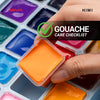 Estojo Branco de Tinta Guache Profissional em Potes Jelly Cup com 56 Cores de 30g Básicas, Fluorescentes e Metálicas - Himi