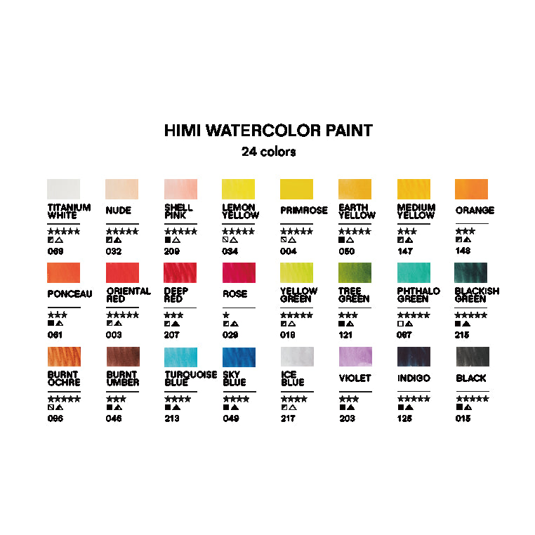 Kit de Tinta Aquarela em Tubo com 24 Cores de 12ml e 19 Acessórios - Himi