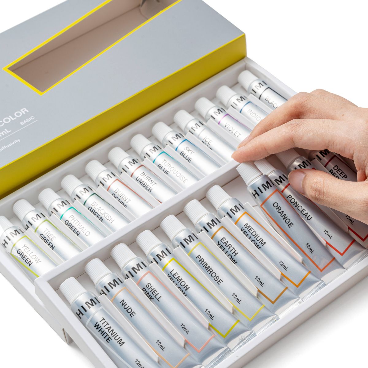 Kit de Tinta Aquarela em Tubo com 24 Cores de 12ml e 19 Acessórios - Himi