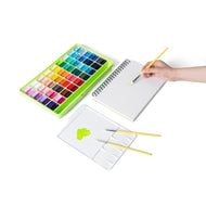 Kit de Tinta Guache Profissional em Potes Twin Cup com 72 Cores de 12g e 8 Acessórios em Estojo Verde-maçã - Himi