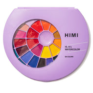 Estojo Roxo de Tinta Aquarela em Pastilhas Semiúmidas com 38 Cores e Pincel - Himi
