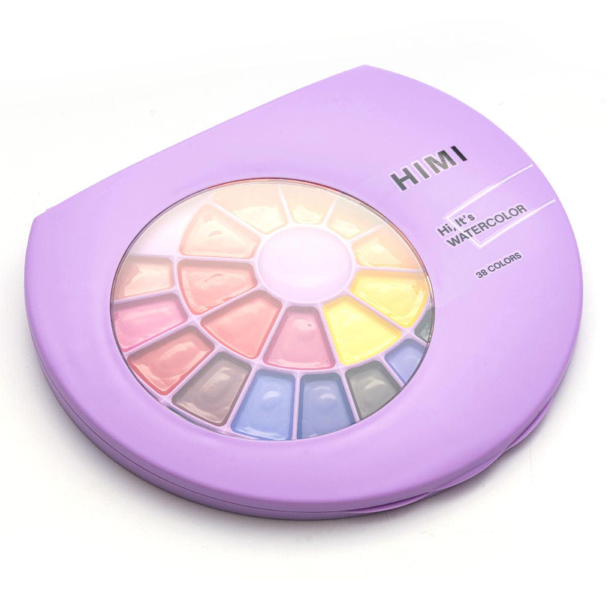 Estojo Roxo de Tinta Aquarela em Pastilhas Semiúmidas com 38 Cores e Pincel - Himi