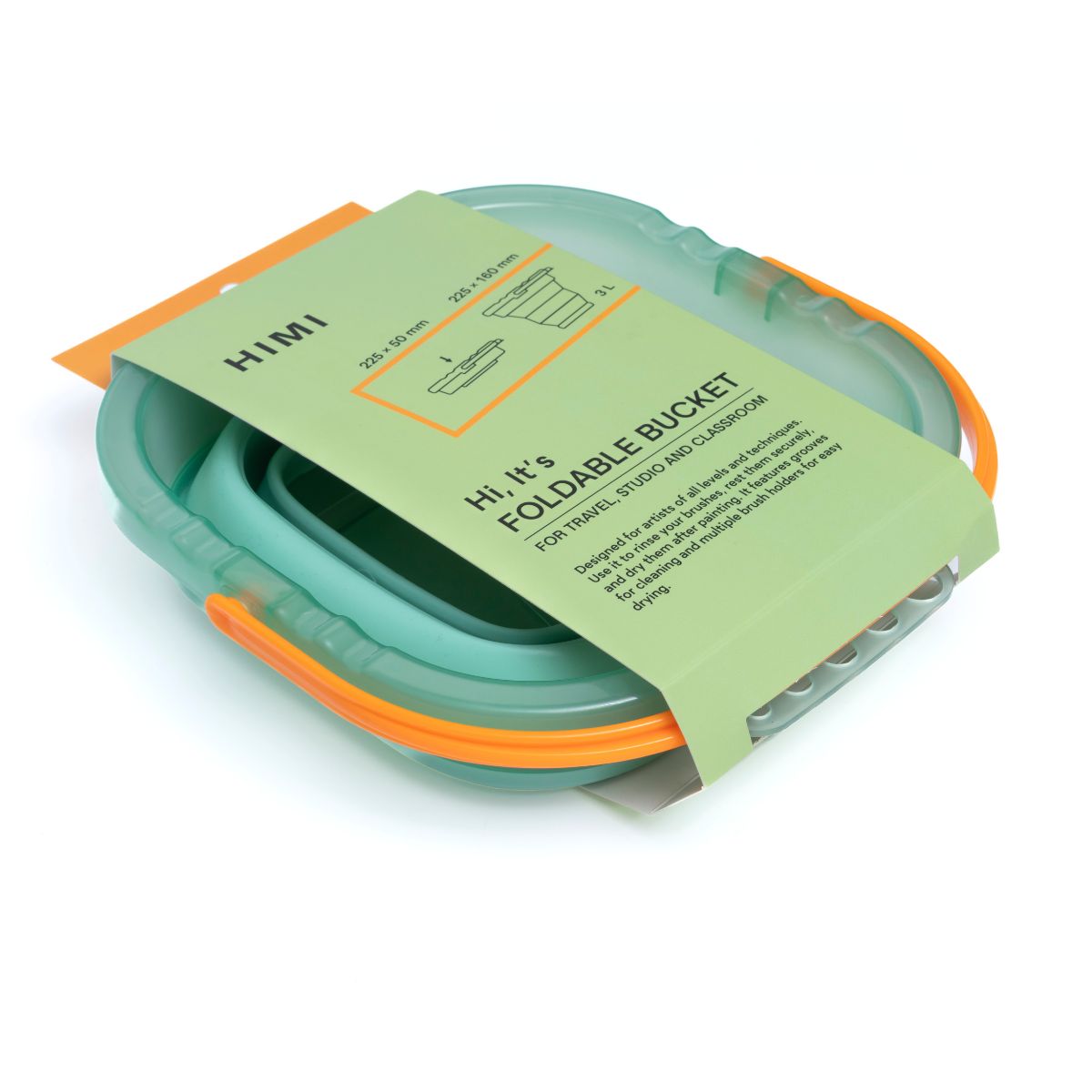 Balde Dobrável para Água e Limpeza de Pincéis 3l 22,5x16cm Verde - Himi