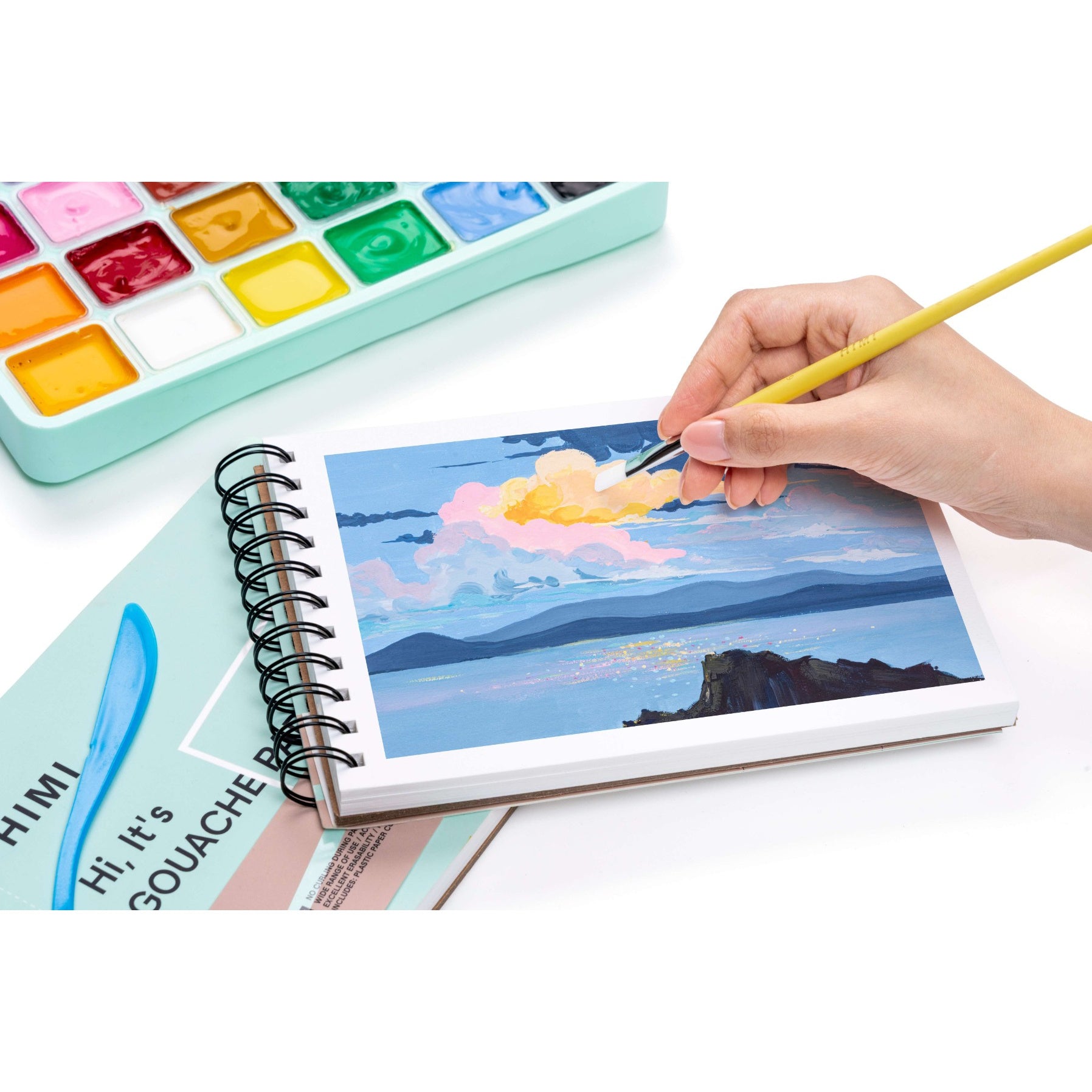 Bloco de Papel para Guache com Textura Fina 200g/m² 21,6x14,9cm com 40 Folhas Capa Verde - Himi
