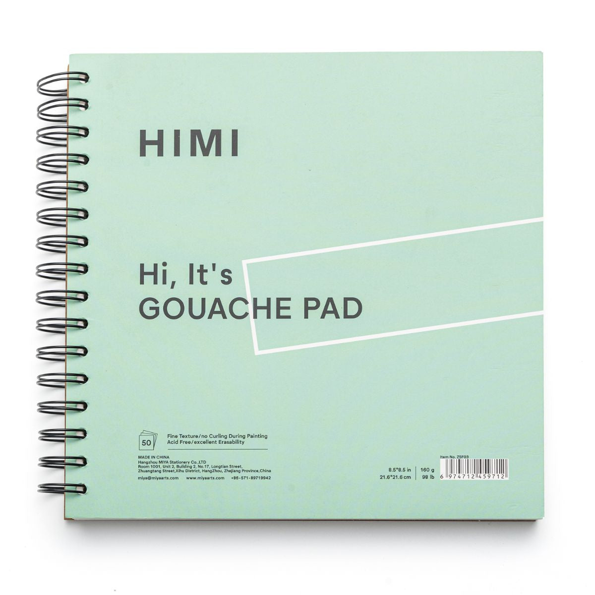 Bloco de Papel para Guache com Textura Fina 160g/m² 21,6x21,6cm com 50 Folhas - Himi
