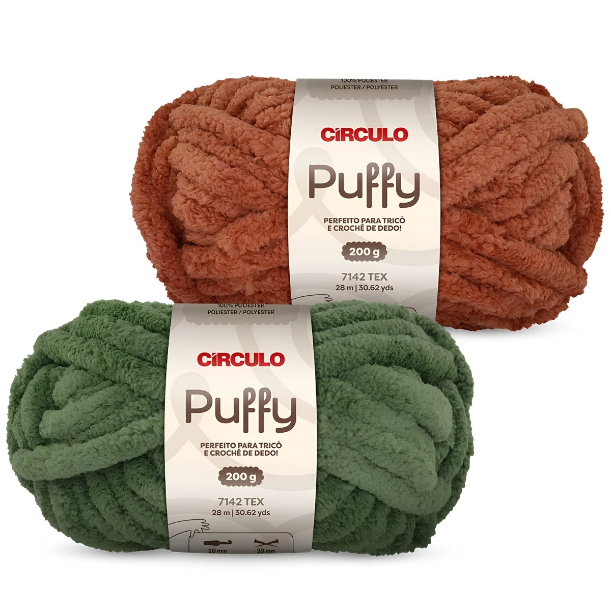 Fio Puffy Poliéster para Crochê e Tricô de Dedo 200g 28m Tex 7142 - Círculo