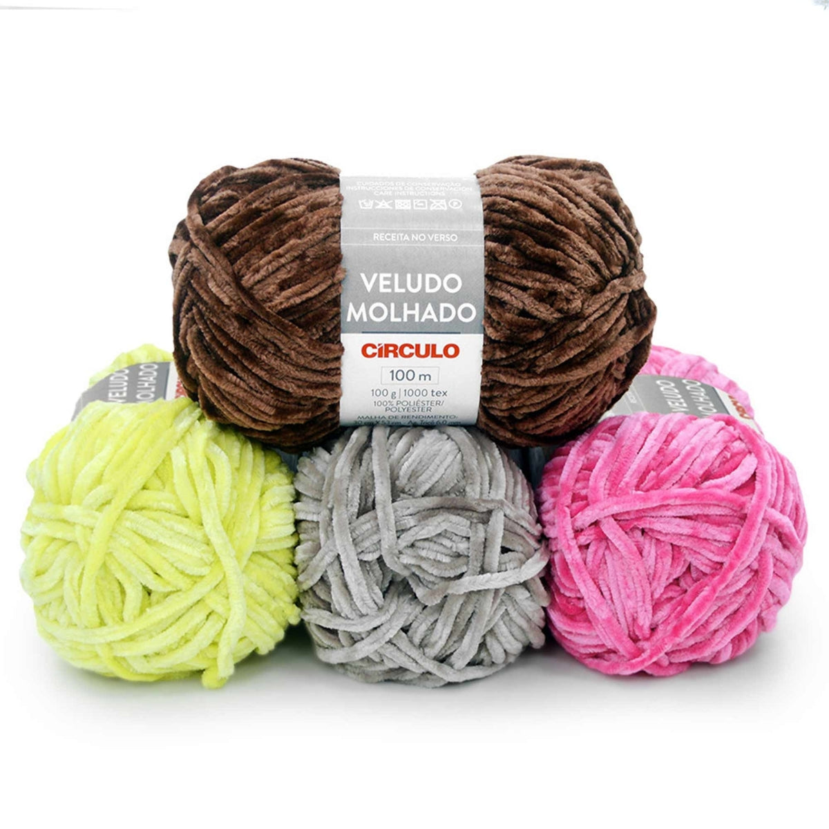 Fio Veludo Molhado Poliéster para Crochê e Tricô 100g 100m Tex 1000 - Círculo