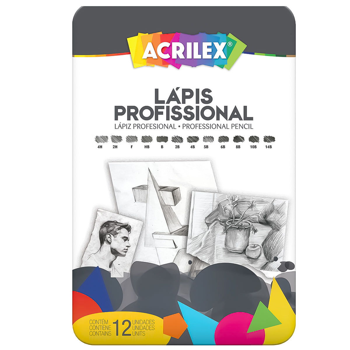 Kit para Desenho com Lápis, Carvão, Prancheta e Acessórios