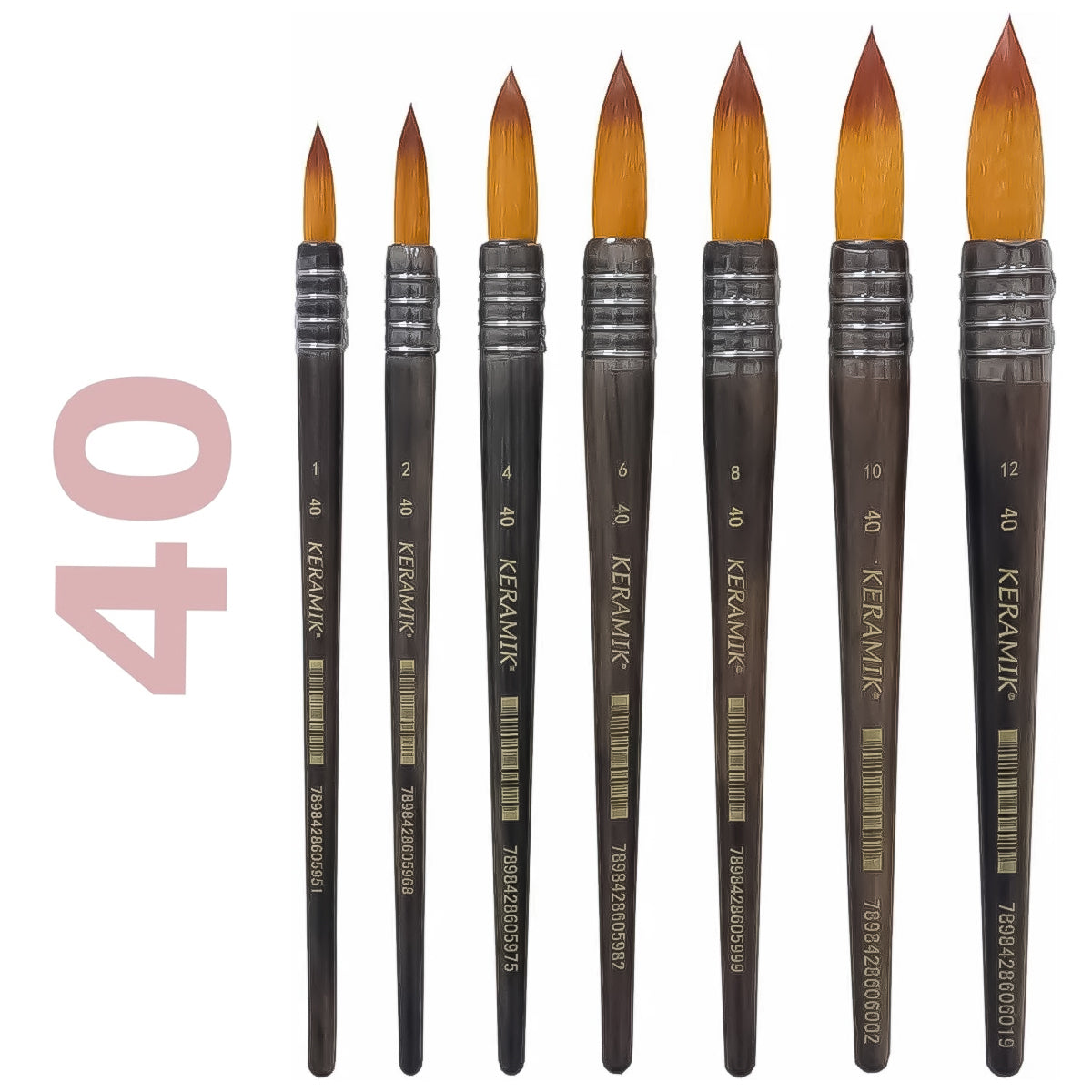 Pincel Profissional Artistico Keramik  Amarrado Sintetico Cabo Curto - 40