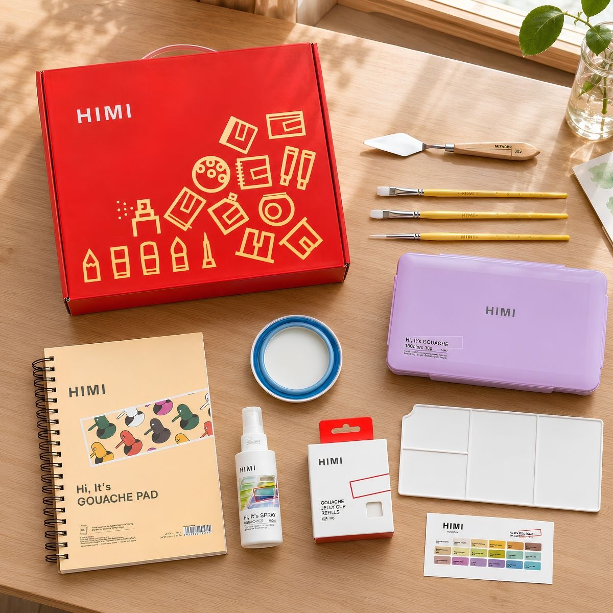 Kit Tinta Guache Jelly Cup com 18 Cores Pastel e Acessórios Tst199 - Himi