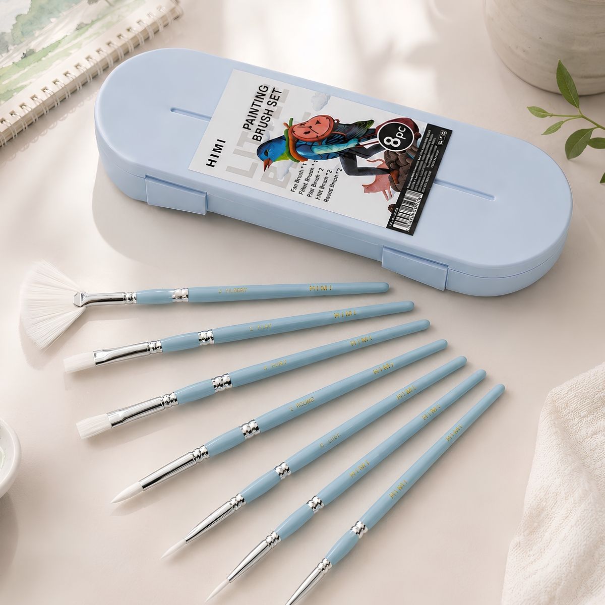 Kit Pincéis Artísticos Little Bird com 8 Unidades Azul Bsf301 - Himi