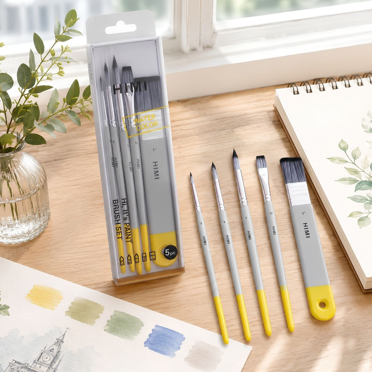 Kit Pincéis para Aquarela com 5 Unidades Bsc350 - Himi