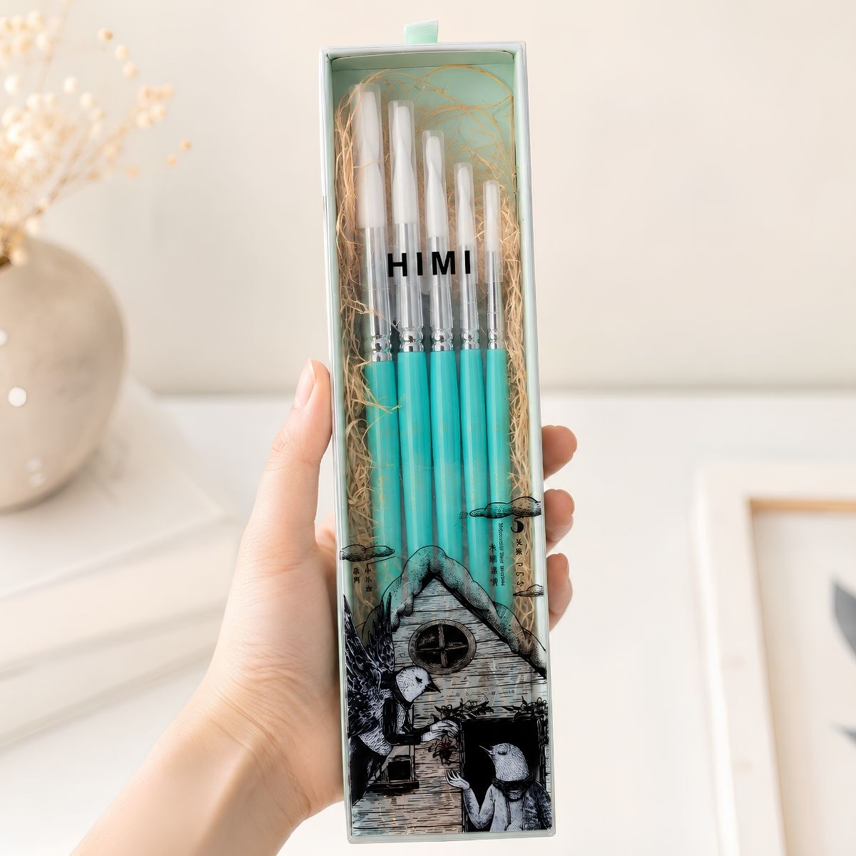 Kit Pincéis Artísticos Little Bird com 5 Unidades Verde Bsc332 - Himi