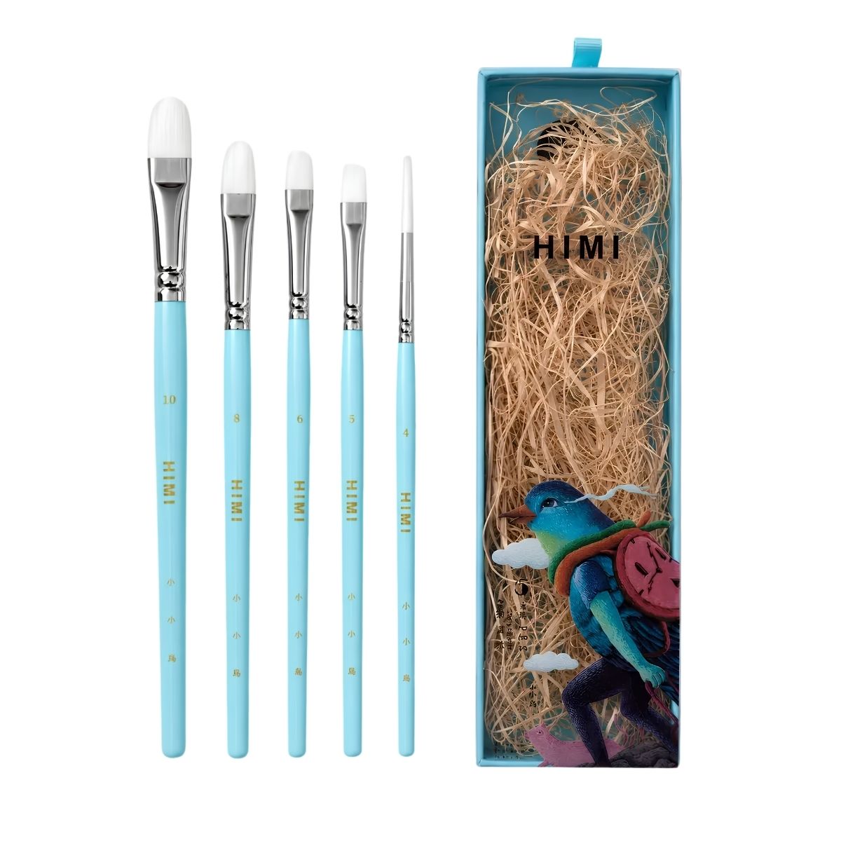 Kit Pincéis Artísticos Little Bird com 5 Unidades Azul Bsc329 - Himi