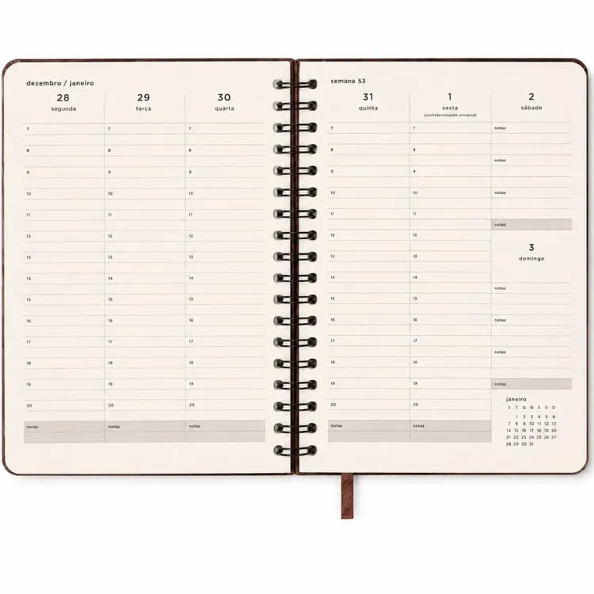 Agenda Planner Wire-o 2027 Haras Semanal Selaria Preto para Planejamento e Organização - Cícero