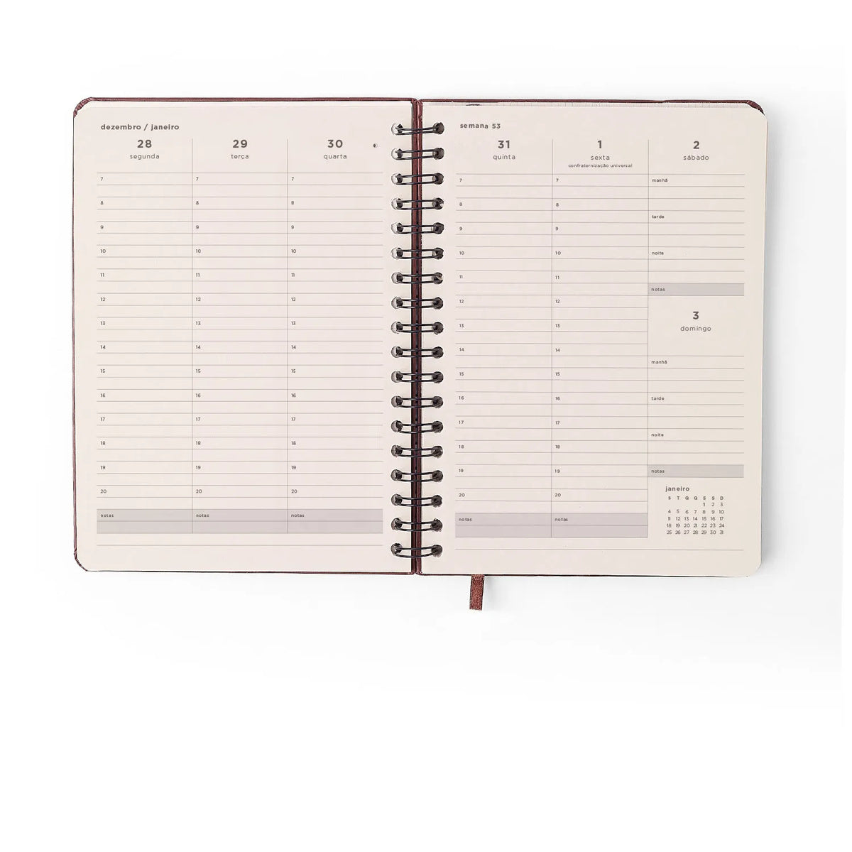 Agenda Planner Wire-o 2027 Petit Semanal Lambreta para Planejamento e Organização - Cícero