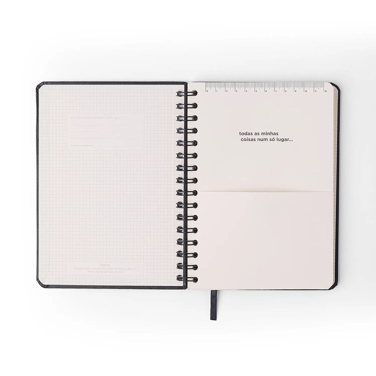 Agenda Planner Wire-o 2027 Clássica Semanal Anotações A5 Preto para Planejamento e Organização - Cícero