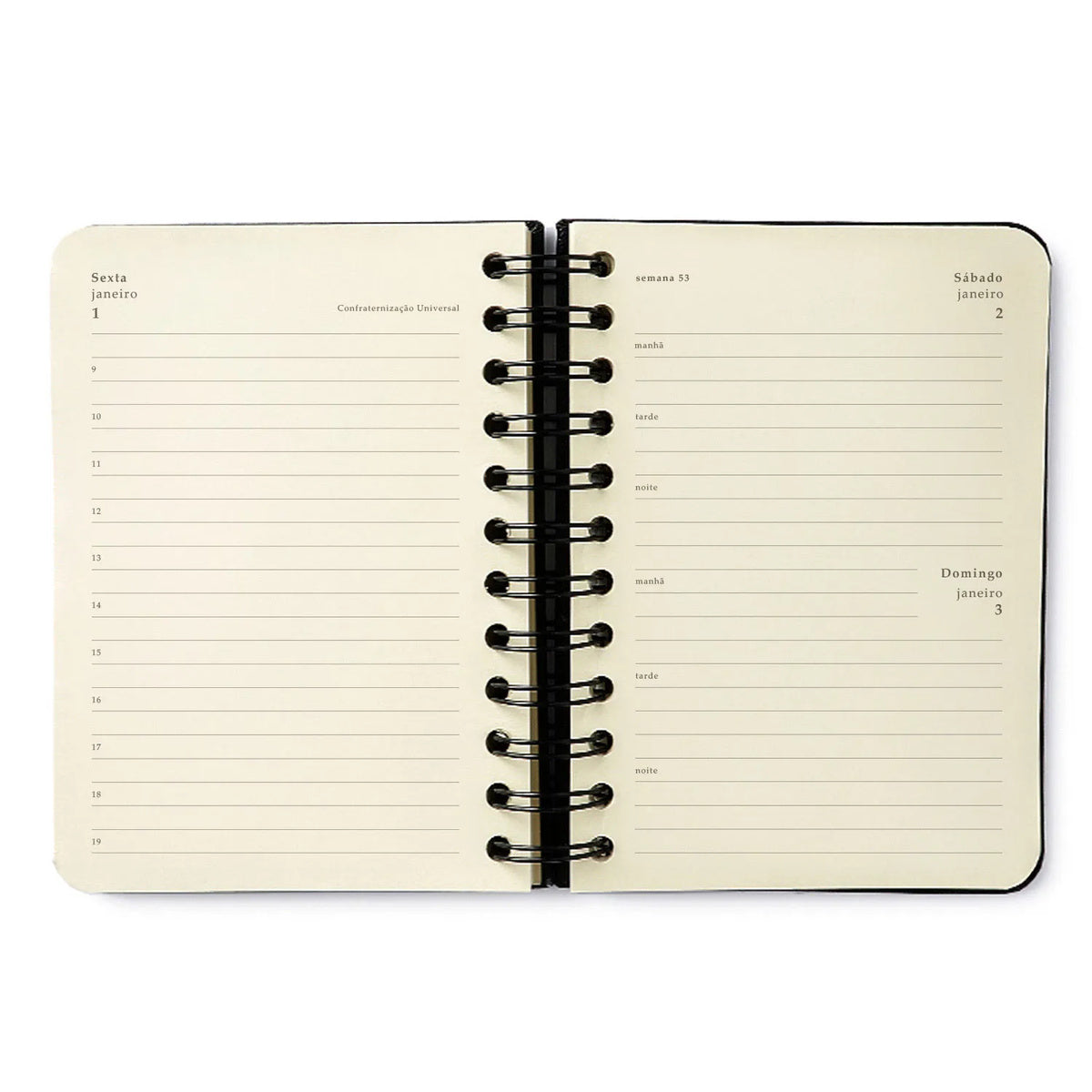 Agenda Planner Wire-o 2027 Clássica Diária Verde Oliva para Planejamento e Organização - Cícero