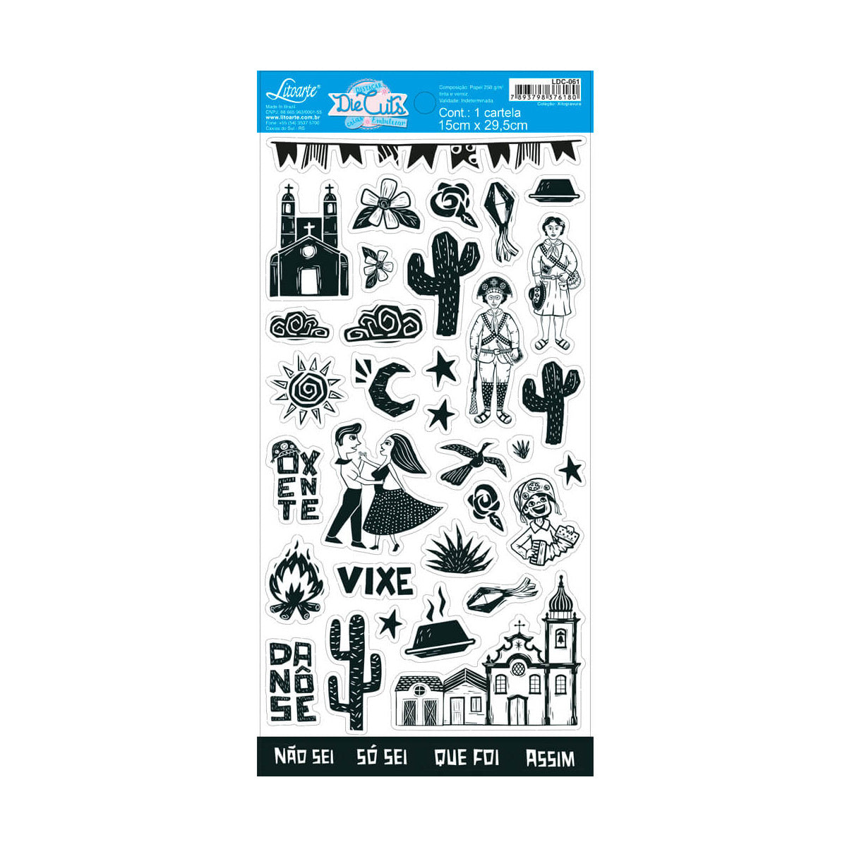 Die Cuts Xilogravura 15x29cm para Scrapbook e Papelaria Criativa Ldc-061 - Litoarte