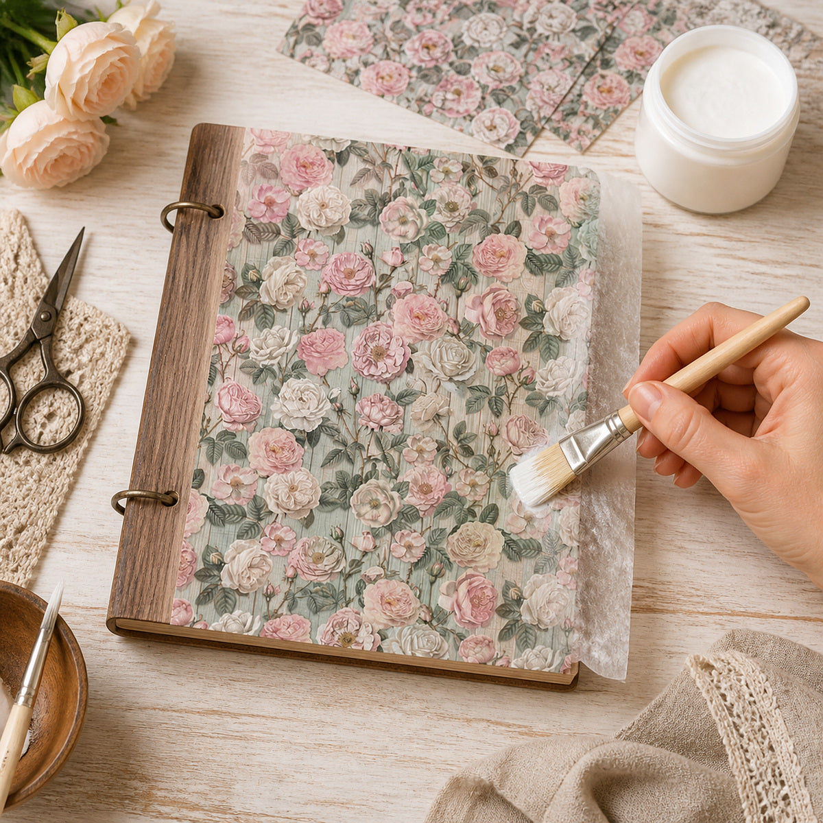 Papel de Seda Flores 67,4x46,9cm para Decoupage e Artesanato em Papel Psl-091 - Litoarte