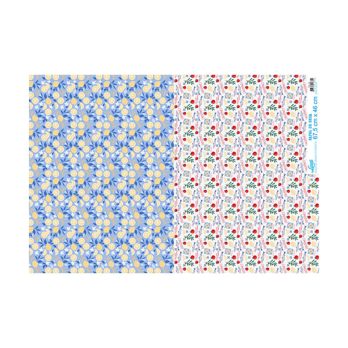 Papel de Seda Limões com Sardinha 67,4x46,9cm para Decoupage e Artesanato em Papel Psl-109 - Litoarte