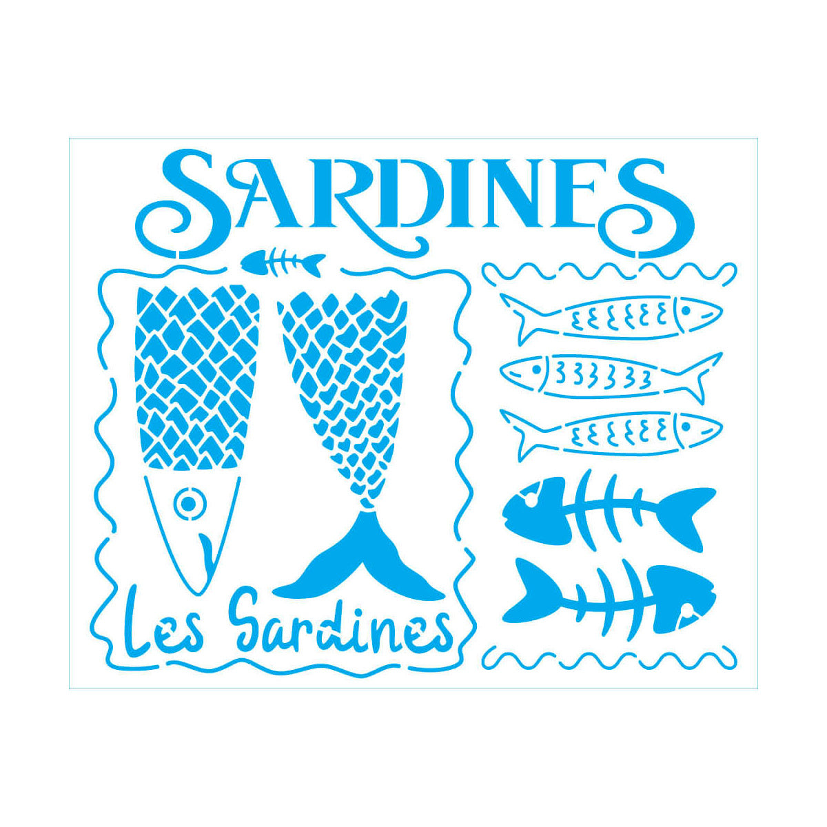 Stencil Retangular Sardines 20x25cm para Pintura Decorativa e Artesanato Str-332 - Litoarte
