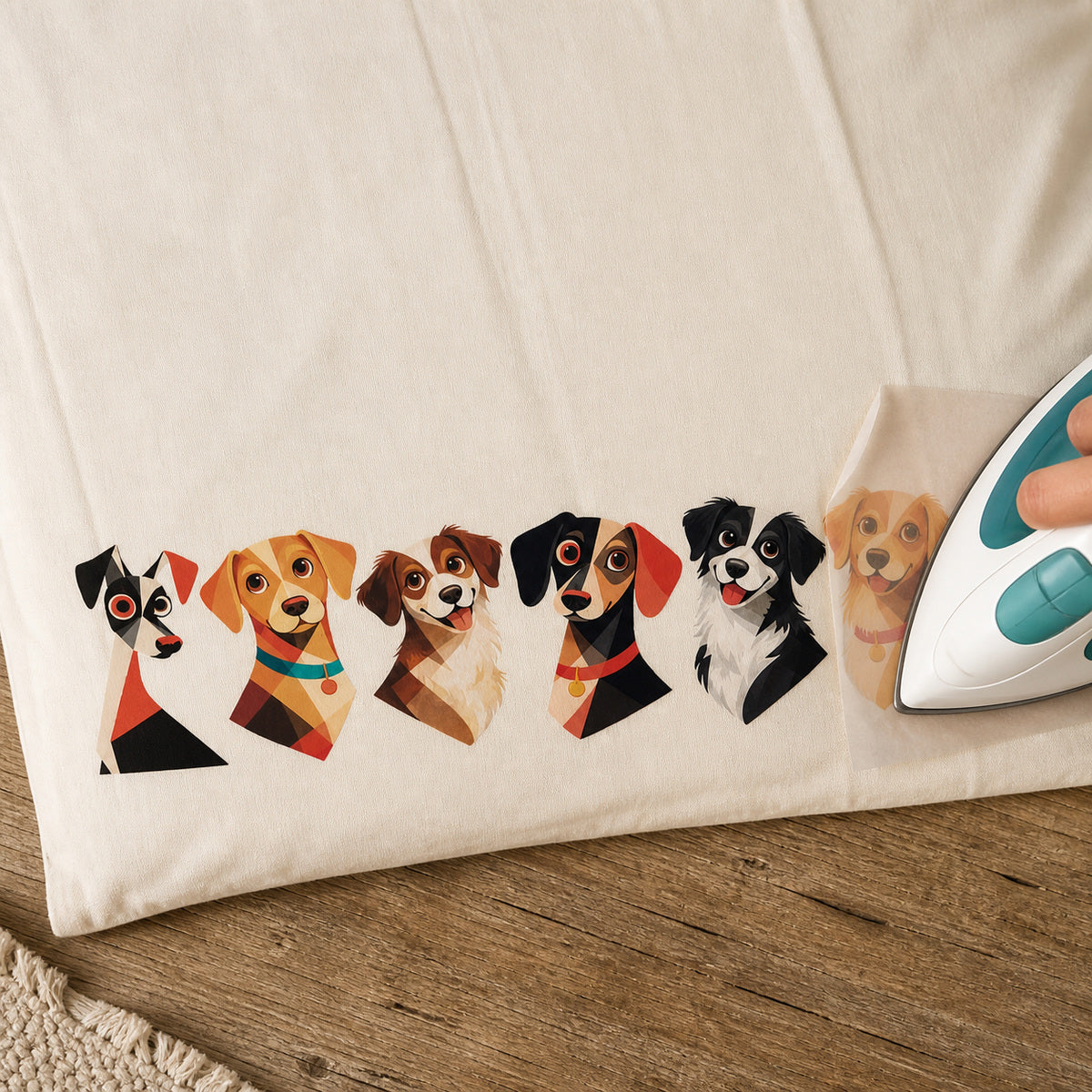 Transfer Têxtil Barra Cachorrinhos 24x7cm para Customização e Artesanato em Tecido Ttb4-176 - Litoarte